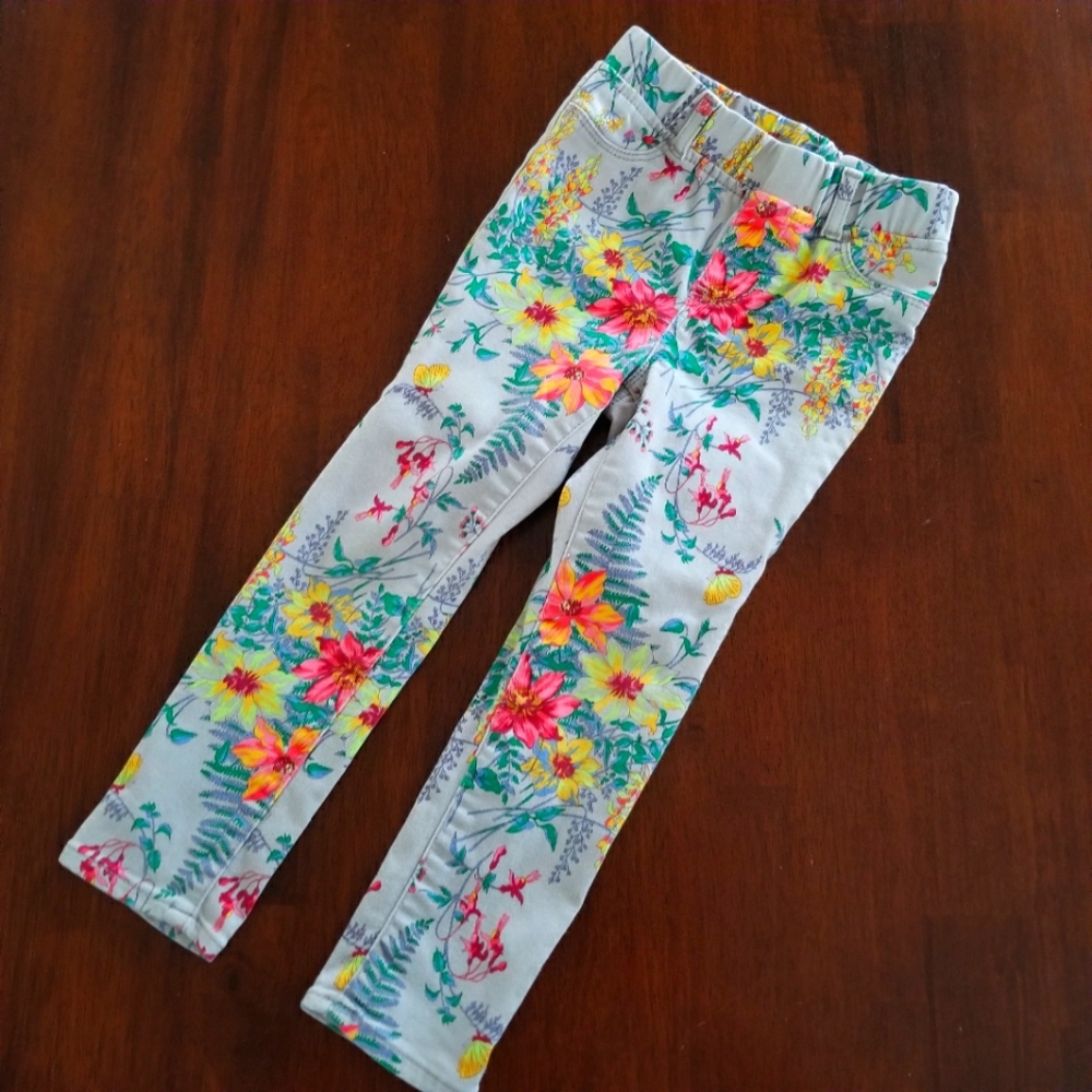 GAP 5 Year Toddler Jeggings Gray Botanical Prints